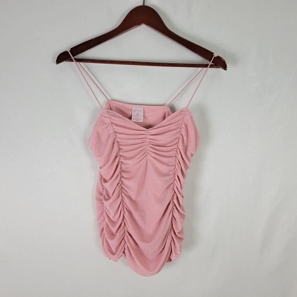 No Boundaries Shirt Juniors Medium Pink Spaghetti‎ Strap Cinched Camisole Top